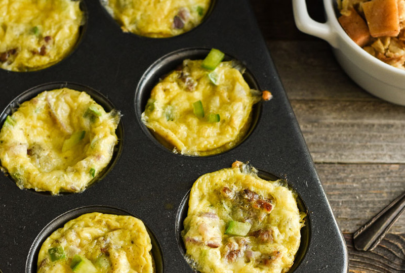 Breakfast egg muffins cooling in muffin pan
