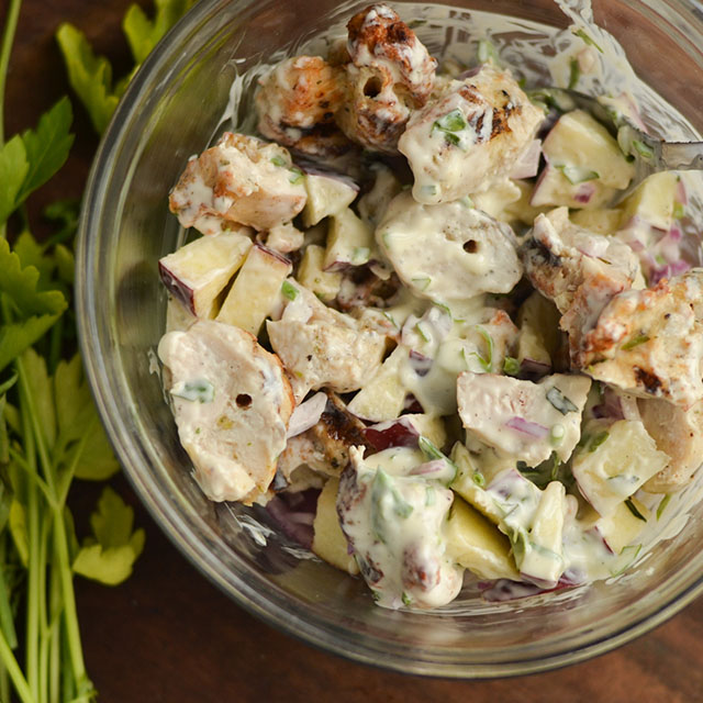 Bowl of chicken salad with tarragon