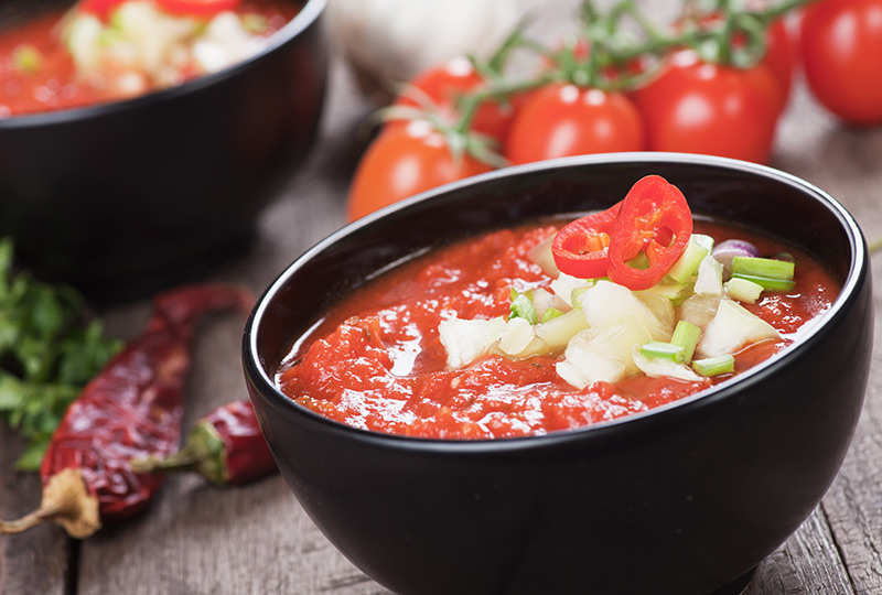 Bowl of gazpacho soup