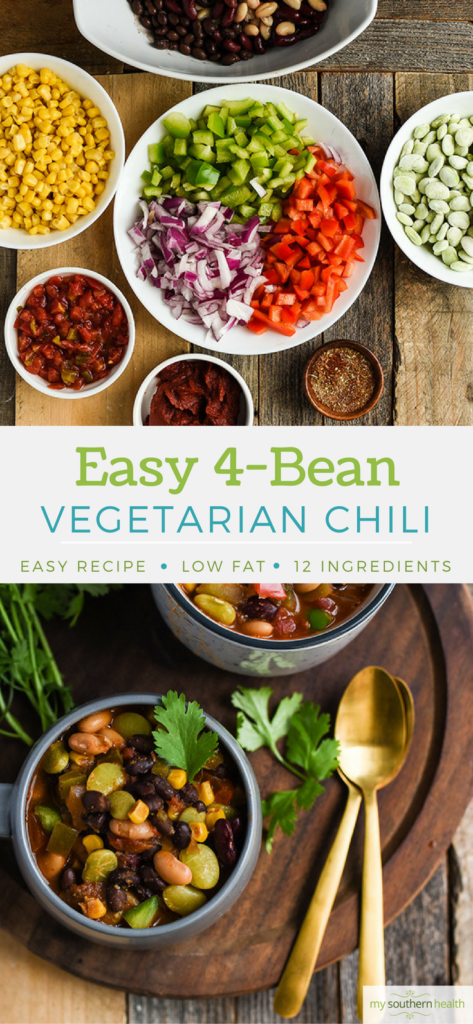 Vegetarian Four-Bean ChiliLow-Calorie Low-Fat Low-Cholesterol