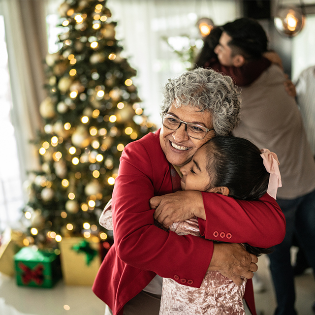 Hugging Grandma at Christmas