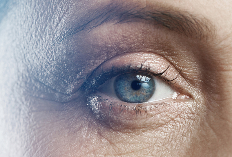 Close-up of an eye in 55 year old woman
