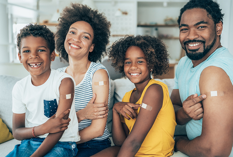 Family with flu shots